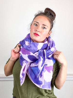 Hand-Dyed Large Square Scarf Amethyst Orchid Plum Lavender