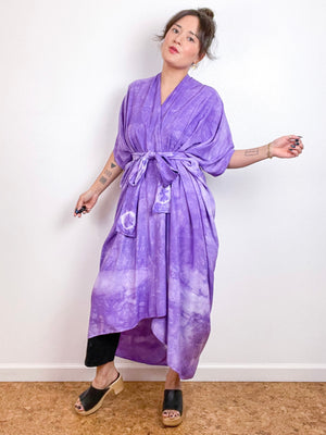 Hand-Dyed High Low Kimono Lunar Orchid