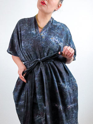 Single Gauze Duster Kimono Deconstructed Black