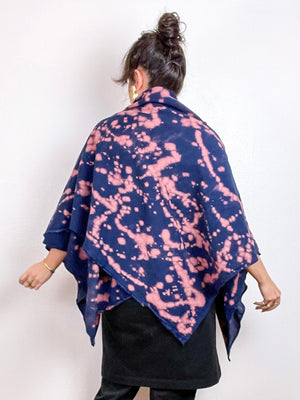 Bleached Gauze Blanket Scarf Navy Peach