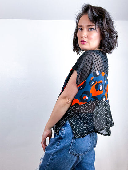 Scrappy Crop Black Multi Leopard
