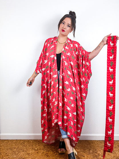 Print High Low Kimono Llama Cactus Challis