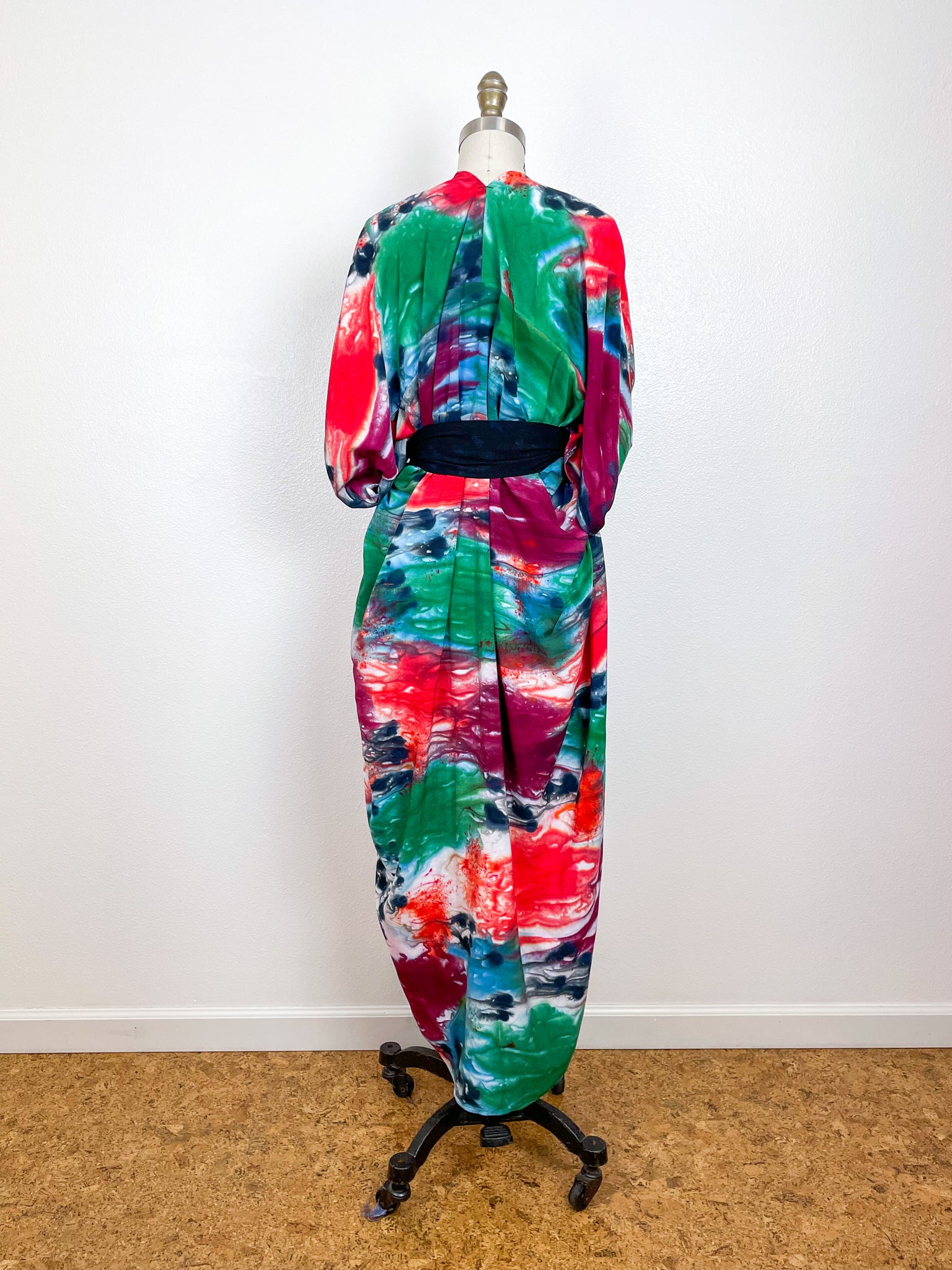 Hand-Dyed High Low Kimono Jewel Tones Watercolor