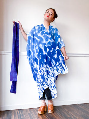Limited Edition Hand-Dyed High Low Kimono Blue Ombré