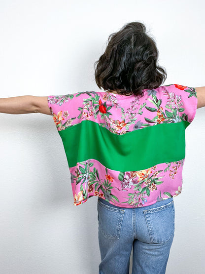Scrappy Crop Pink Green Tropical