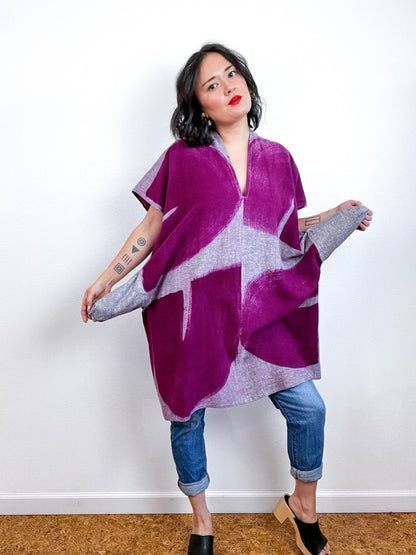 Hand-Dyed Mini Smock Dress Lavender Amethyst Brushstrokes