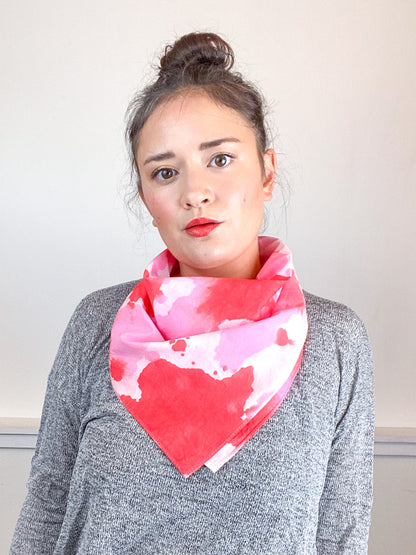 Hand-Dyed Bandana Pink Scarlet Inkblot