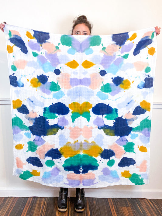Hand-Dyed Large Square Scarf Seven Multicolor