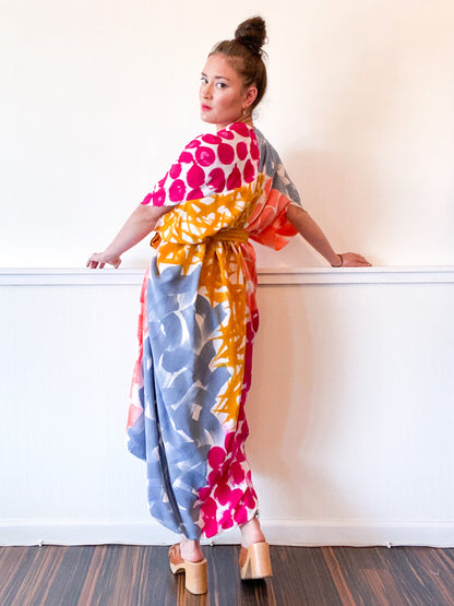 Limited Edition Hand-Dyed High Low Kimono Multicolor