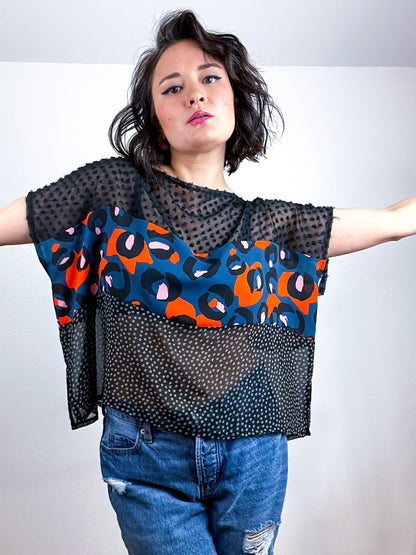 Scrappy Crop Black Multi Leopard