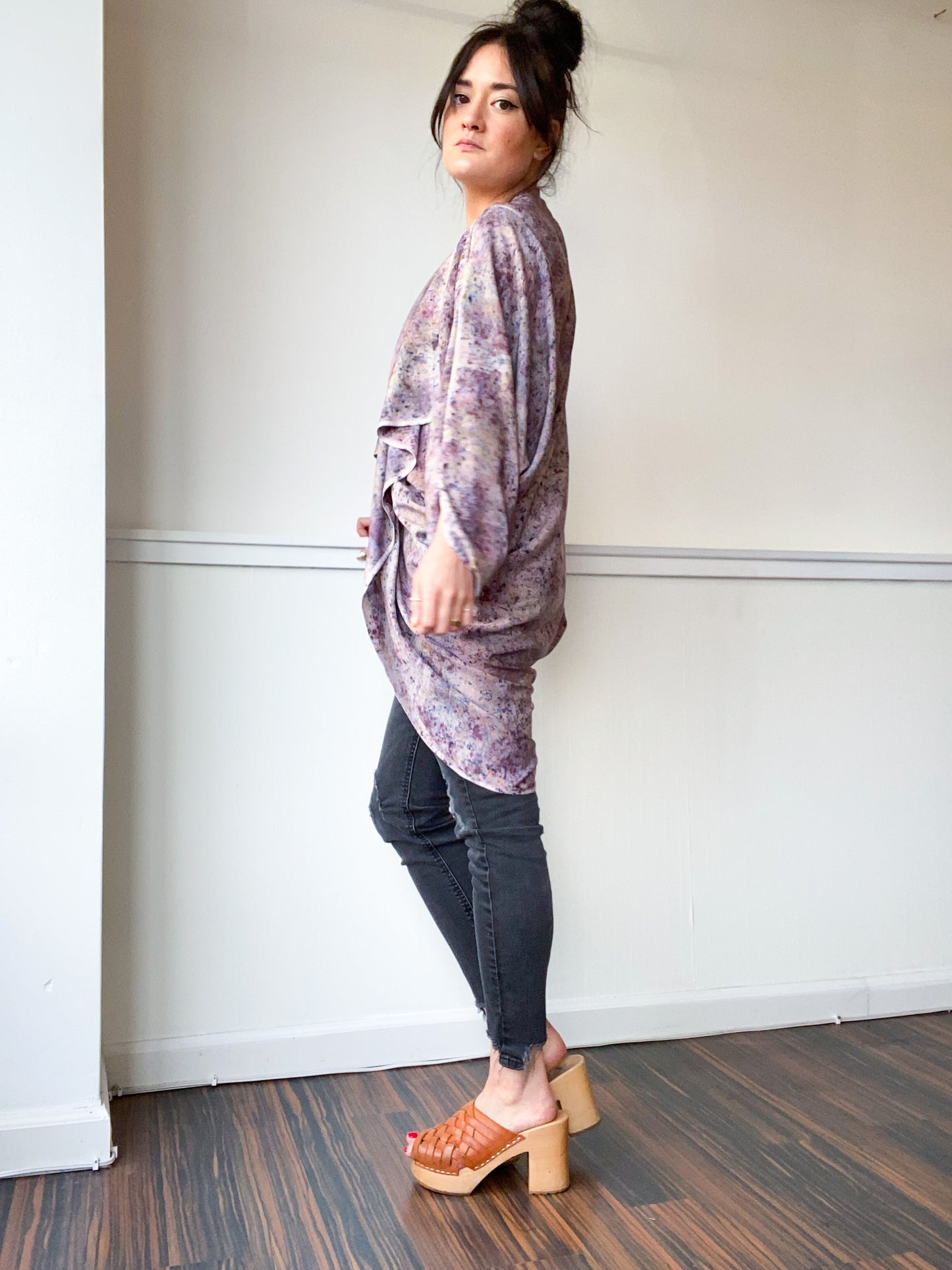 Hand-Dyed Waterfall Kimono Deconstructed Grey