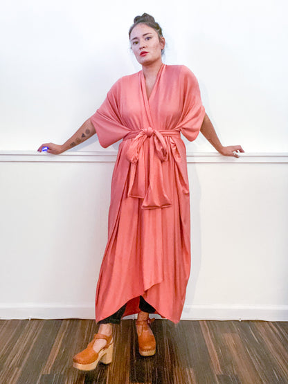 Solid High Low Kimono Terracotta Knit