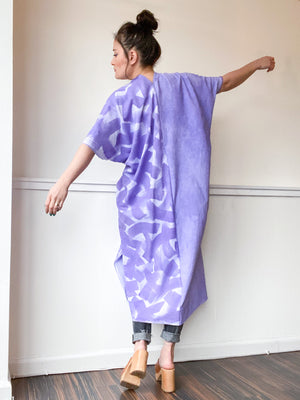 Everyday Midi Kimono Dress Hand-Dyed Monochromatic Lilac