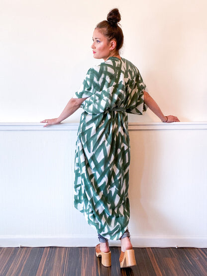 Limited Edition Hand-Dyed High Low Kimono Forest