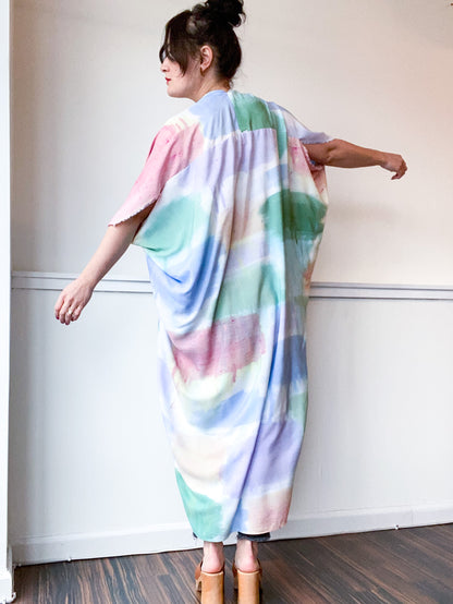 Limited Edition Hand-Dyed High Low Kimono Pastel Watercolor