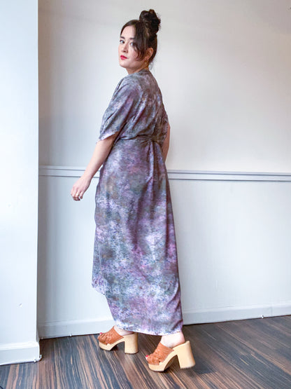 Hand-Dyed High Low Kimono Deconstructed Charcoal Grey