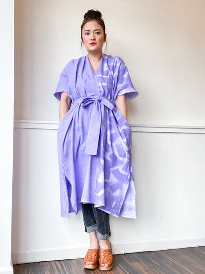 Everyday Midi Kimono Dress Hand-Dyed Monochromatic Lilac