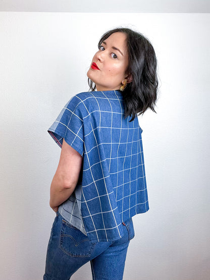 Chambray Flip Crop Windowpane