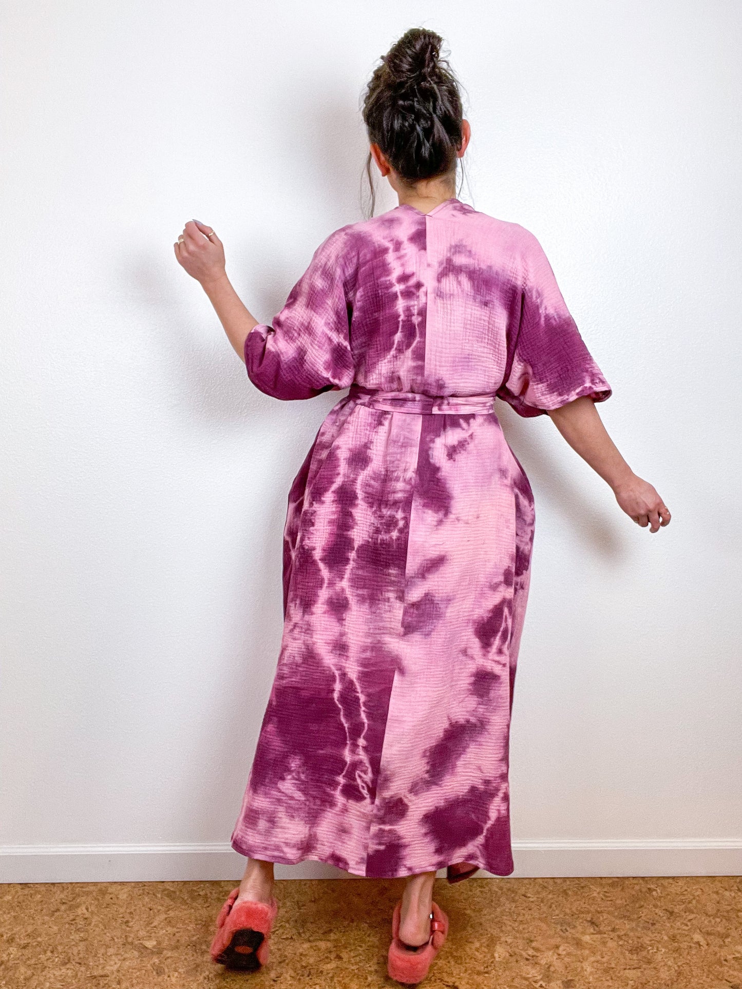 Double Gauze Duster Kimono Berry Tie