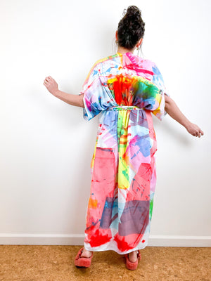 Hand-Dyed High Low Kimono CMY Prism