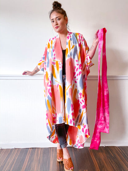 Limited Edition Hand-Dyed High Low Kimono Confetti 2