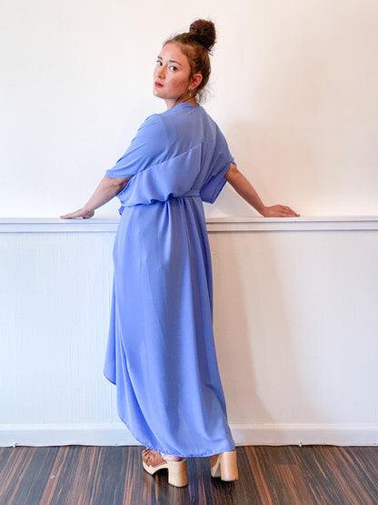 Solid High Low Kimono Periwinkle Georgette