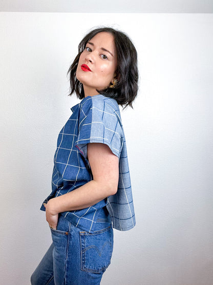 Chambray Flip Crop Windowpane