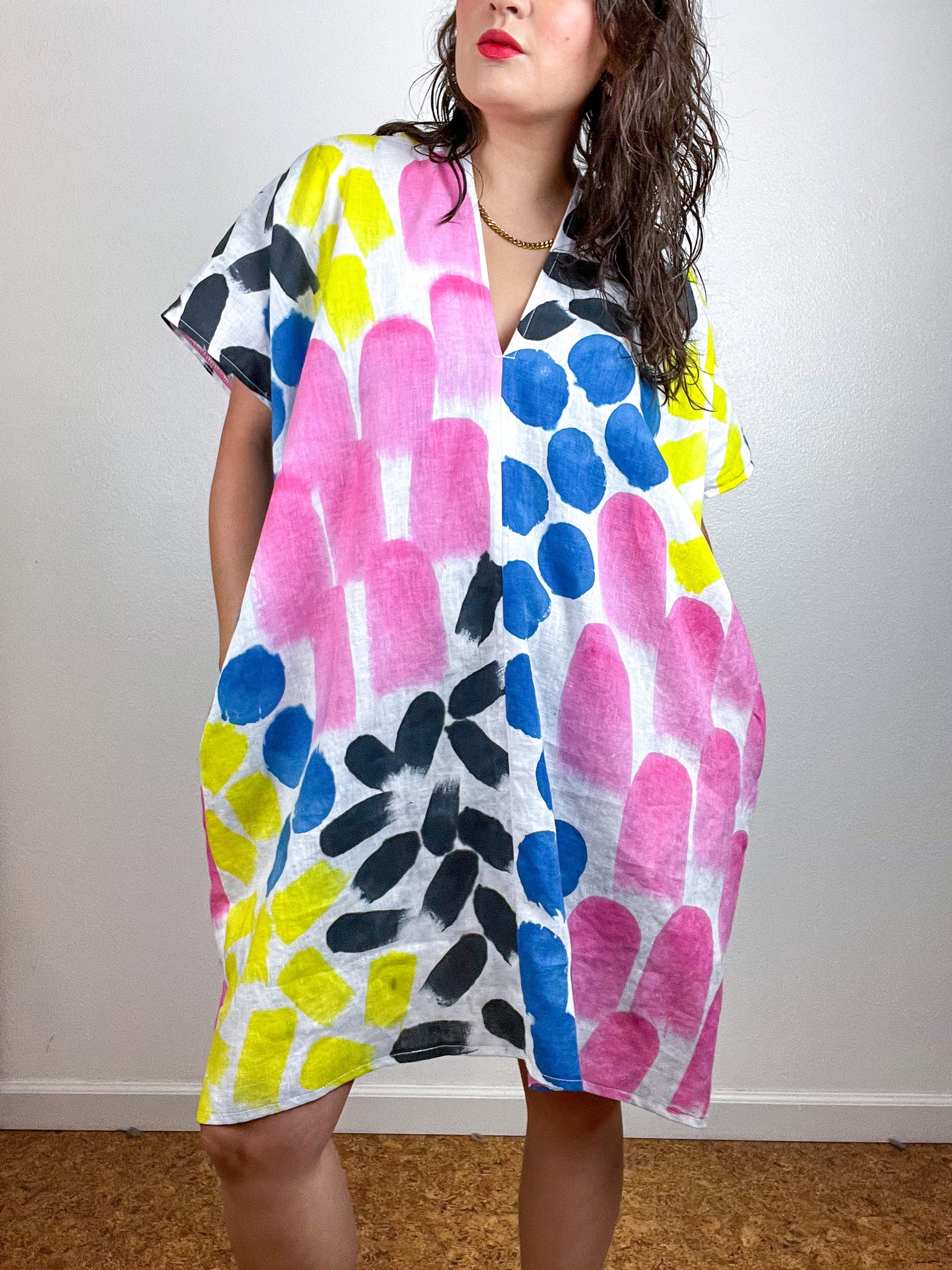 Hand-Dyed Linen Smock Dress Multi Confetti