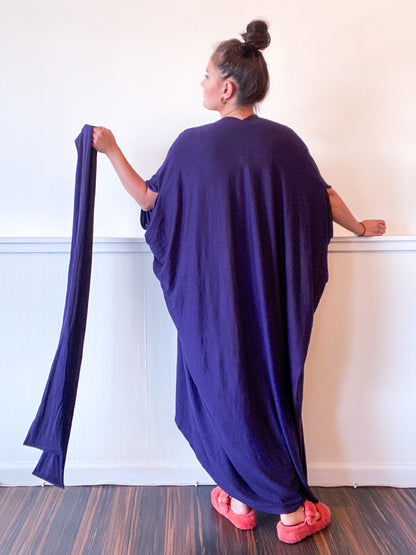 Solid High Low Kimono Solid Navy Knit