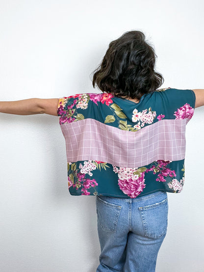 Scrappy Crop Forest Floral Mauve Grid
