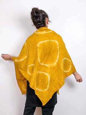 Hand-Dyed Gauze Blanket Scarf Marigold Circles
