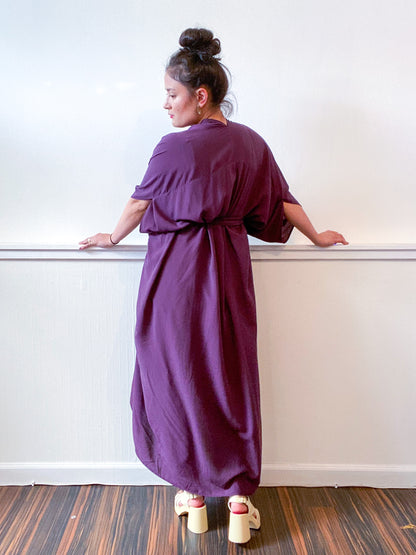 Solid High Low Kimono Dusty Purple Rayon Challis