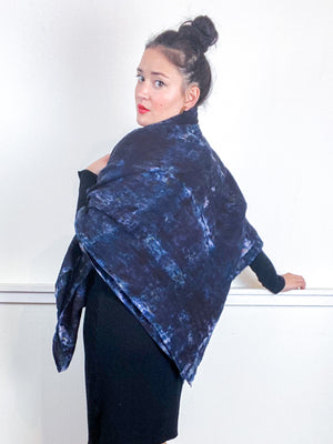 Hand-Dyed Large Square Scarf Deconstructed Black