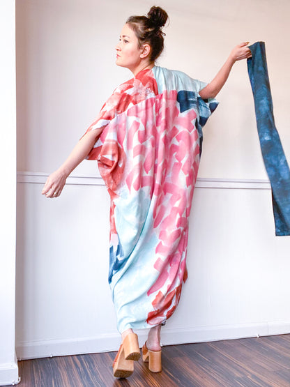Limited Edition Hand-Dyed High Low Kimono Multi Wave 1