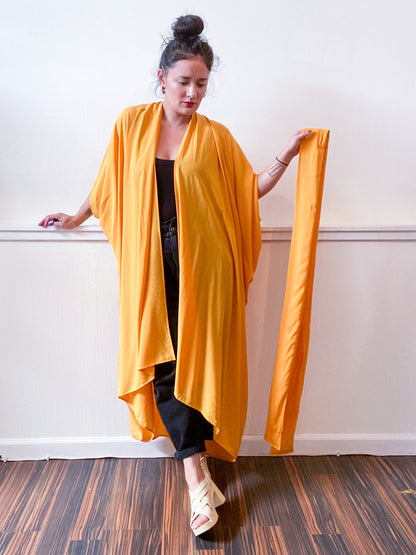 Solid High Low Kimono Marigold Rayon Challis