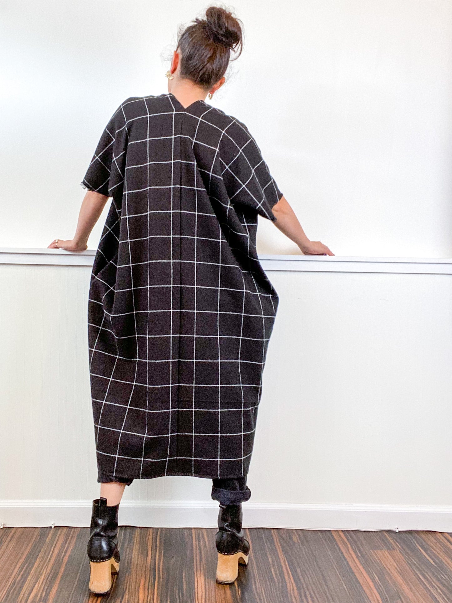 Plaid Smock Dress Black Windowpane