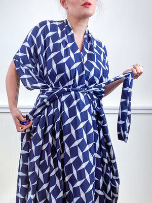 Print High Low Kimono Mod Starburst Challis