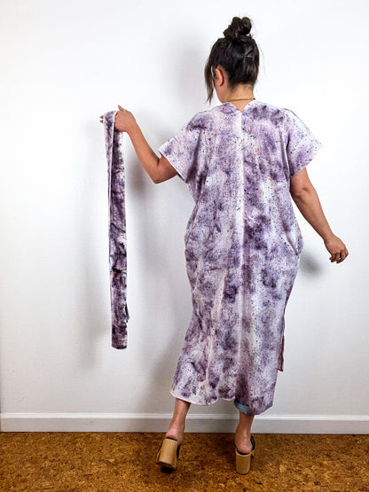 Single Gauze Midi Caftan Dress Deconstructed Grey