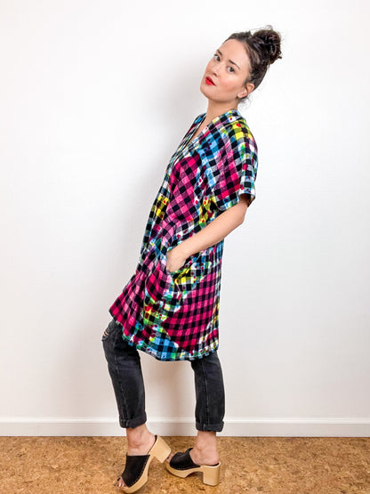 Disrupted Plaid Flannel Smock Dress Rainbow Buffalo