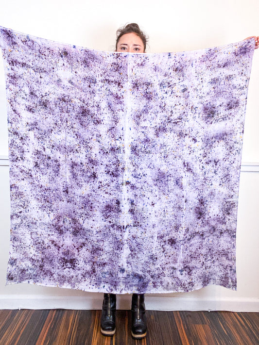 Hand-Dyed Large Square Scarf Deconstructed Grey