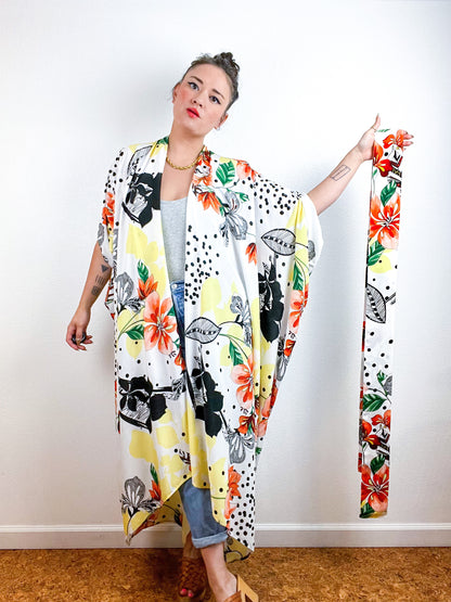 High Low Kimono Lily Dots Rayon Challis