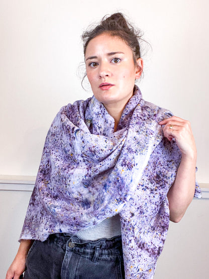 Hand-Dyed Large Square Scarf Deconstructed Grey