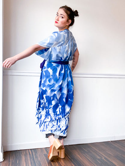 Limited Edition Hand-Dyed High Low Kimono Blue Ombré