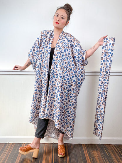 Print High Low Kimono Desert Triangles Challis
