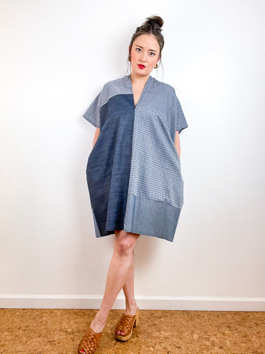 Chambray Smock Dress Patchwork 3