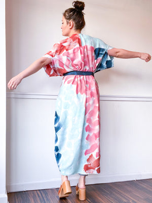 Limited Edition Hand-Dyed High Low Kimono Multi Wave 1