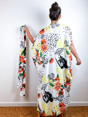 High Low Kimono Lily Dots Rayon Challis