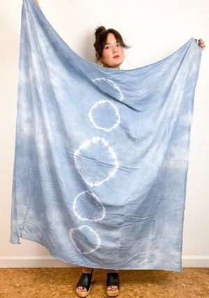 Hand-Dyed Gauze Blanket Scarf Blue Grey Lunar