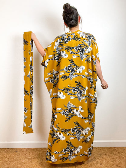 High Low Kimono Marigold Orchid Bubble Crepe
