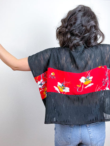 Scrappy Crop Black Red Floral